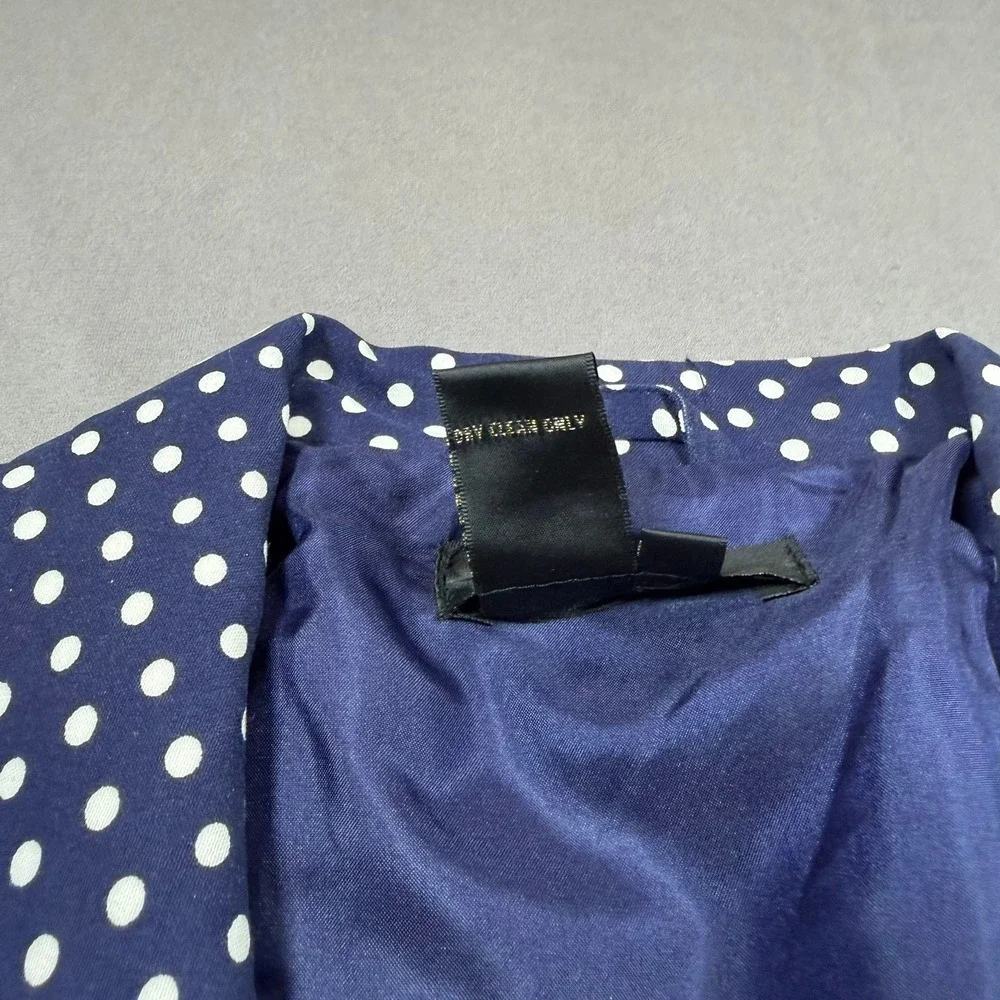 Twiggy London Navy‎ Blue White Polka Dot Single Button Blazer Jacket XL